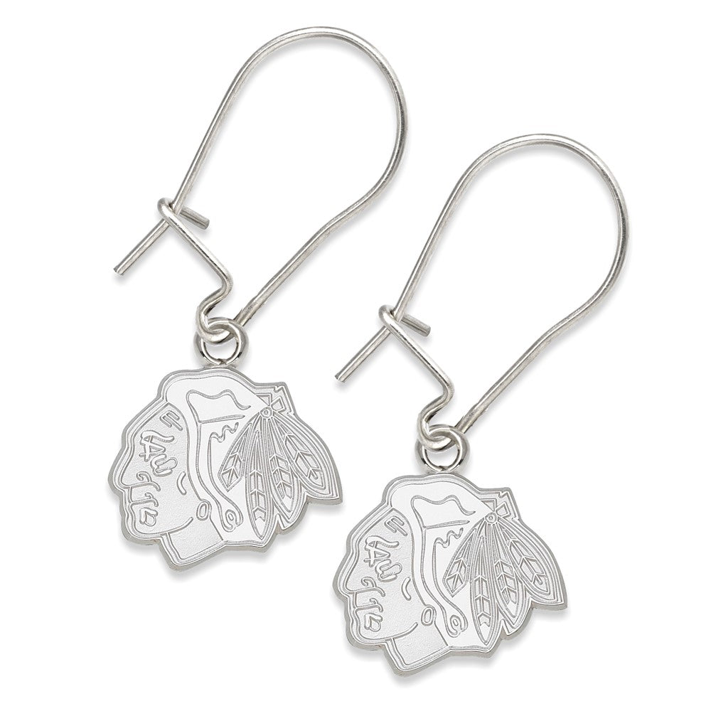 Sterling Silver S/S Chic Blackhawks Head Logo 3/8 Dangle Erd