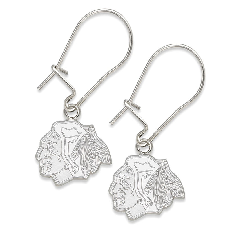 Sterling Silver S/S Chic Blackhawks Head Logo 3/8 Dangle Erd