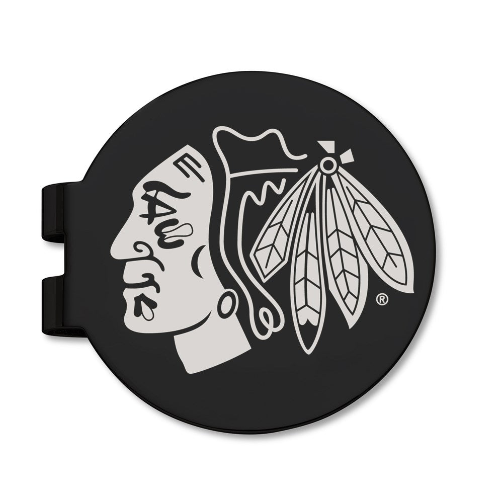 Stainless Steel Chicago Blackhawks Black Prevail Engraved Money Clip