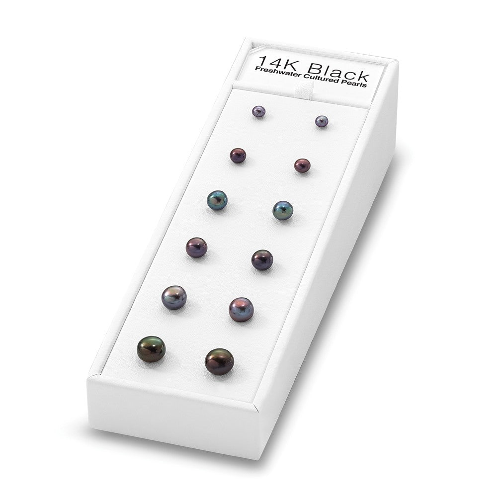 Non Metal 14K Black Freshwater Cultured Pearl Button Stud Posts Plus Display Kit