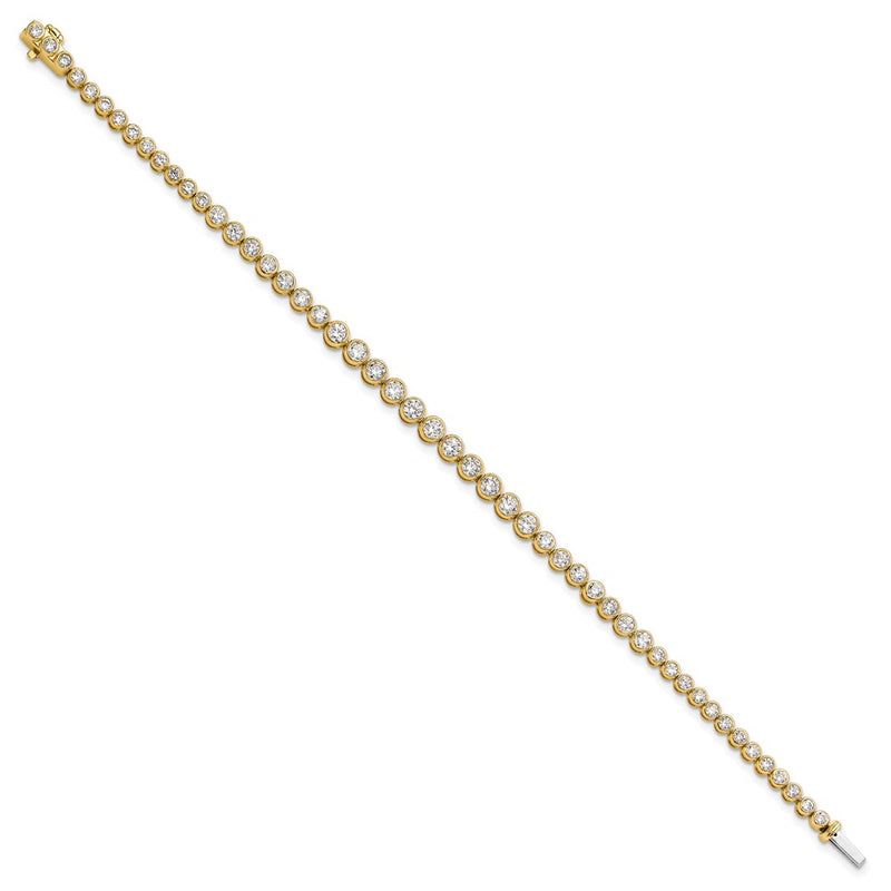 14k Yellow Gold 3 Ct. Lab Grown Diamond VS/SI+ G+ 7 inch Bezel Set Tennis Bracelet