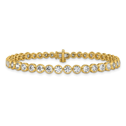 14k Yellow Gold 5 Ct. Lab Grown Diamond VS/SI+ G+ 7 inch Bezel Set Tennis Bracelet