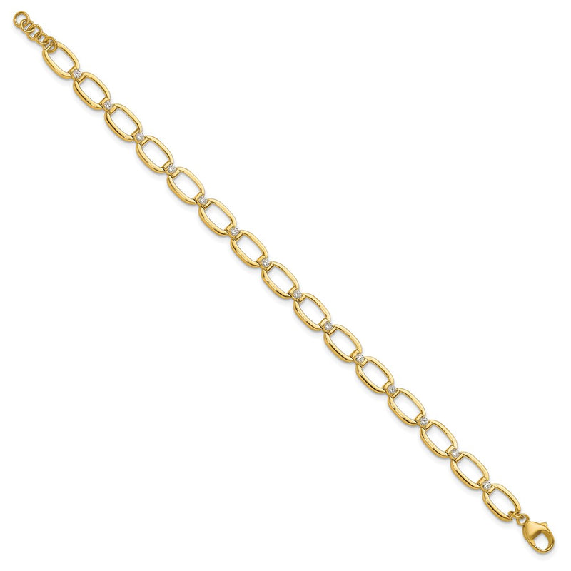 14k Yellow Gold 1/2 Ct. Lab Grown Diamond VS/SI+ G+ Oval Link 6.75 inch with .25 inch extention Bracelet