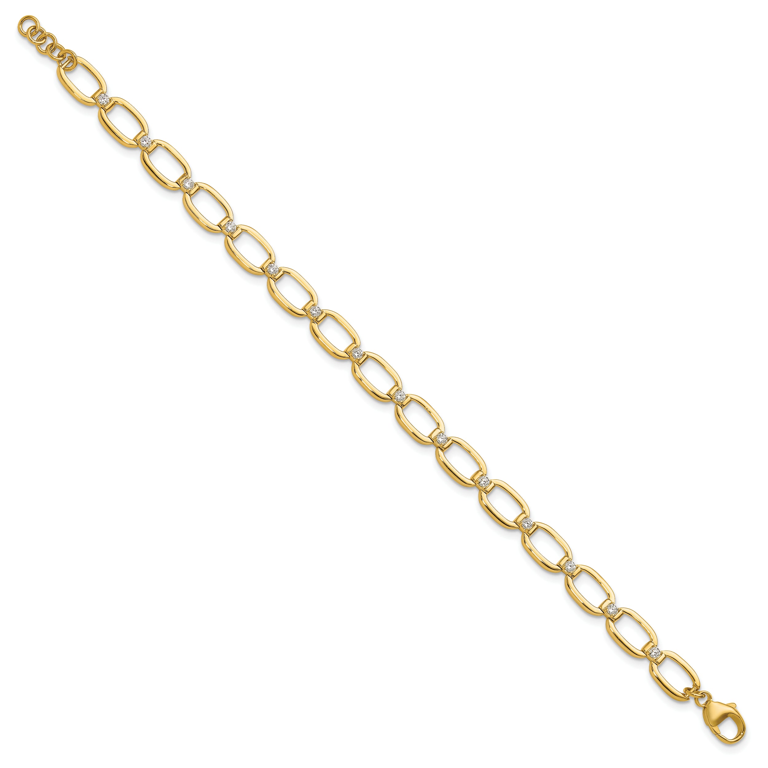 14k Yellow Gold 1/2 Ct. Lab Grown Diamond VS/SI+ G+ Oval Link 6.75 inch with .25 inch extention Bracelet
