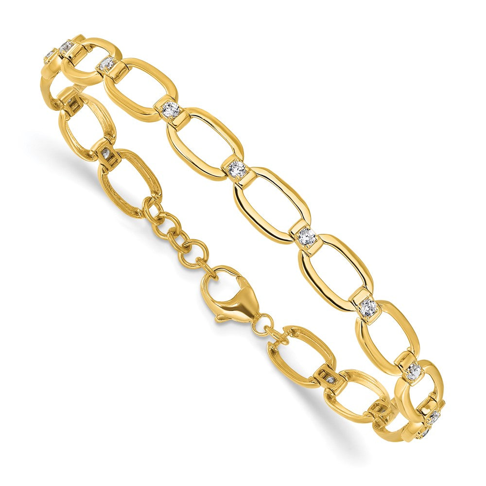 14k Yellow Gold 1/2 Ct. Lab Grown Diamond VS/SI+ G+ Oval Link 6.75 inch with .25 inch extention Bracelet