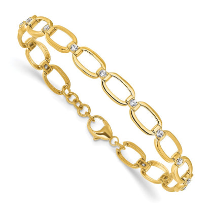 14k Yellow Gold 1/2 Ct. Lab Grown Diamond VS/SI+ G+ Oval Link 6.75 inch with .25 inch extention Bracelet