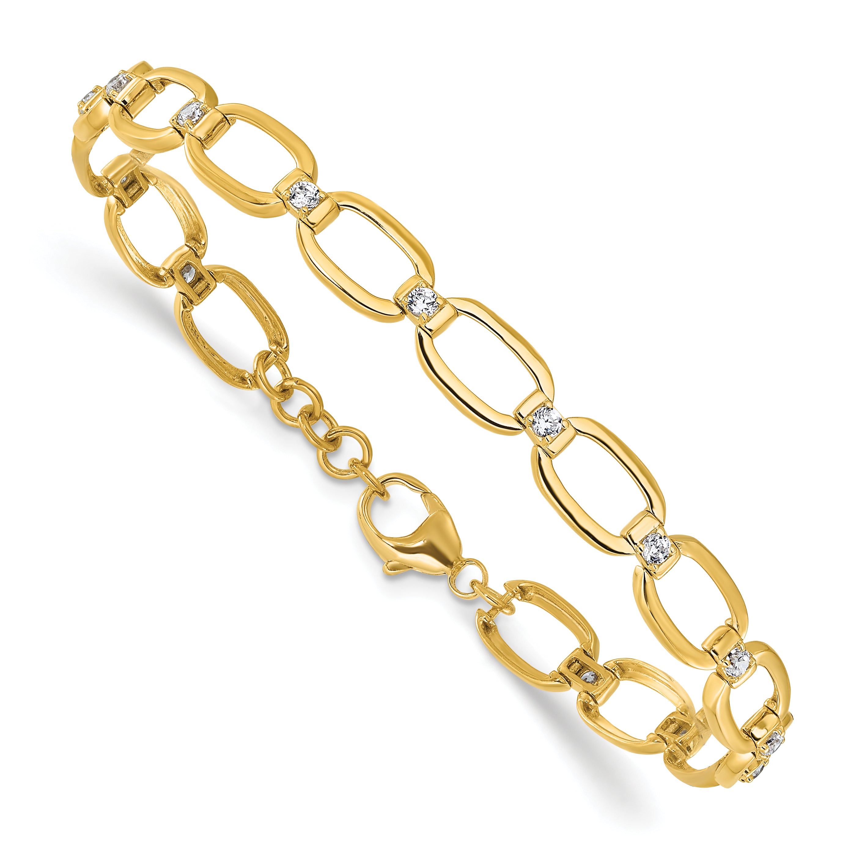 14k Yellow Gold 1/2 Ct. Lab Grown Diamond VS/SI+ G+ Oval Link 6.75 inch with .25 inch extention Bracelet