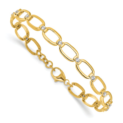 14k Yellow Gold 1/2 Ct. Lab Grown Diamond VS/SI+ G+ Oval Link 6.75 inch with .25 inch extention Bracelet