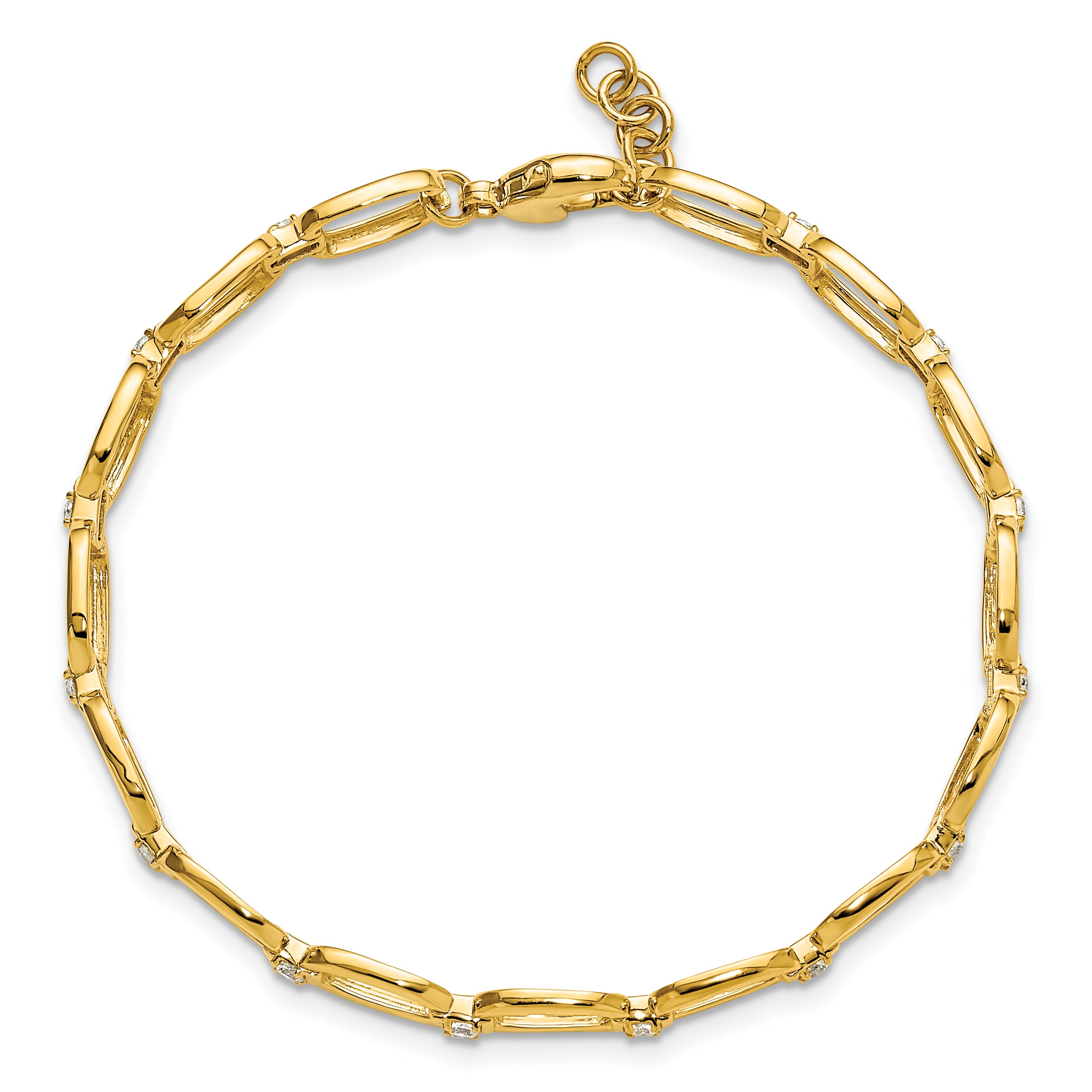 14k Yellow Gold 1/2 Ct. Lab Grown Diamond VS/SI+ G+ Oval Link 6.75 inch with .25 inch extention Bracelet