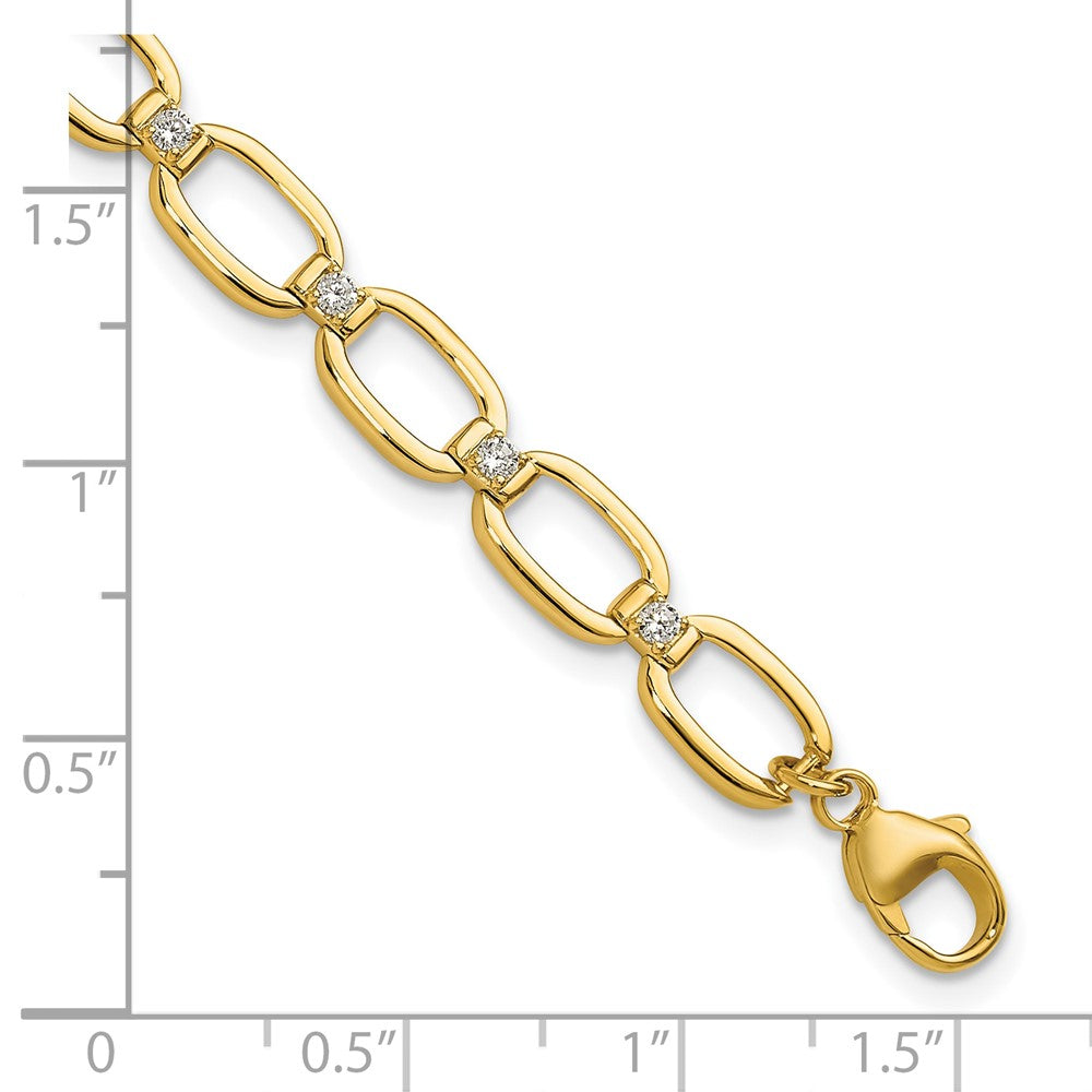 14k Yellow Gold 1/2 Ct. Lab Grown Diamond VS/SI+ G+ Oval Link 6.75 inch with .25 inch extention Bracelet