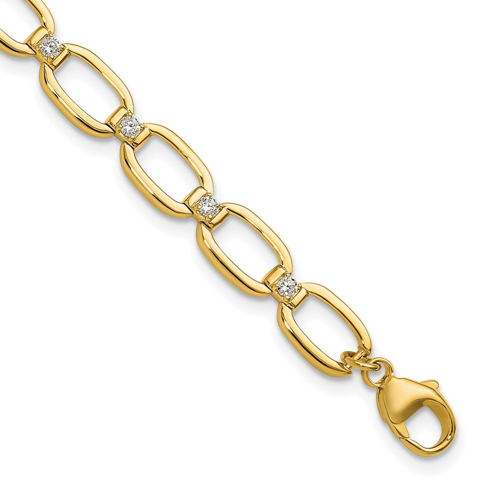 14k Yellow Gold 1/2 Ct. Lab Grown Diamond VS/SI+ G+ Oval Link 6.75 inch with .25 inch extention Bracelet