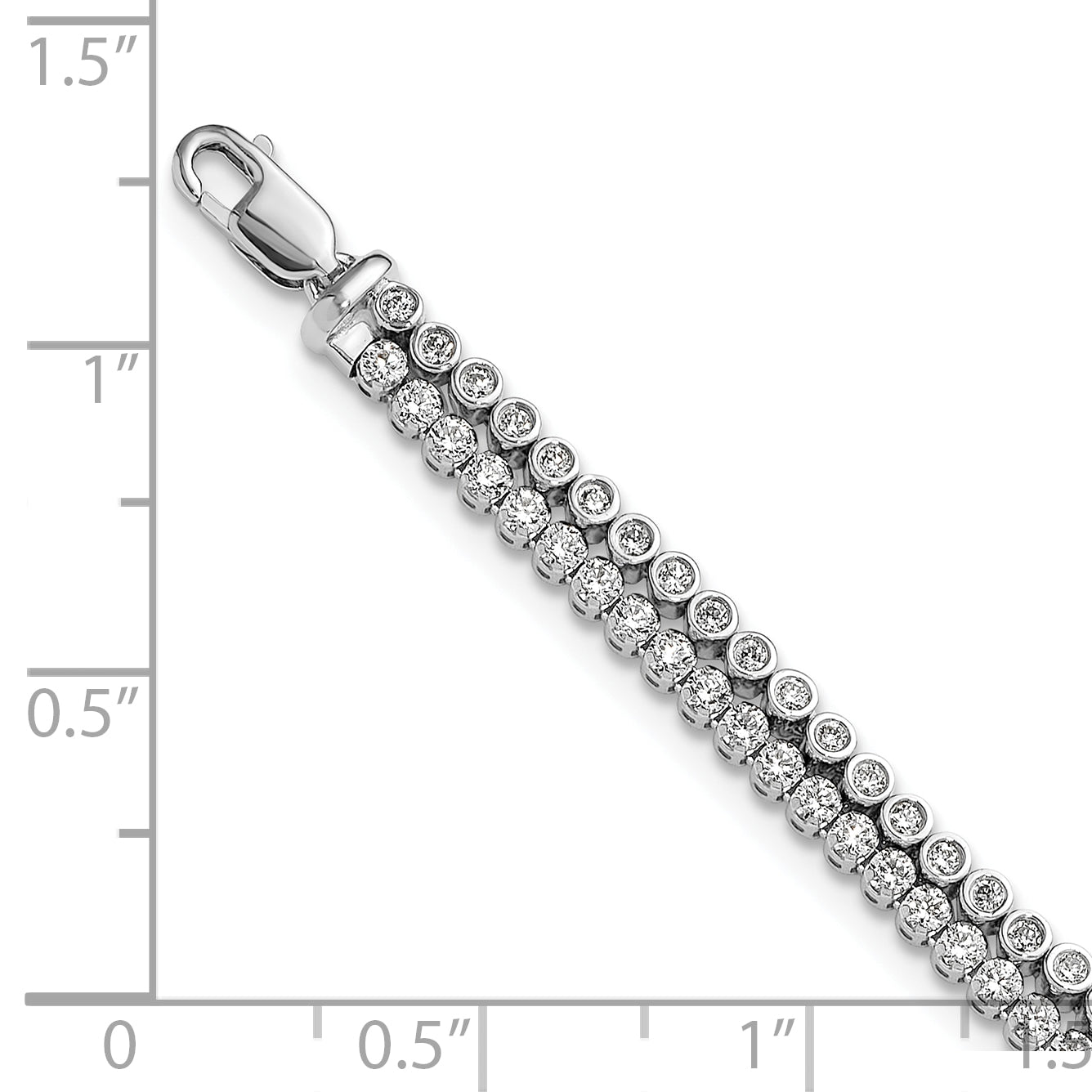 14k White Gold 2 7/8 Ct. Lab Grown Diamond VS/SI+ G+ Double Strand 7 inch with 1 inch extention Bracelet