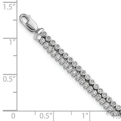 14k White Gold 2 7/8 Ct. Lab Grown Diamond VS/SI+ G+ Double Strand 7 inch with 1 inch extention Bracelet
