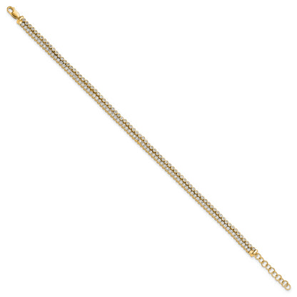 14K Yellow Gold True Origin 2 7/8 Carat Lab Grown Diamond Vs+ F+ Double Row 7 Inch Bracelet With A 1 Extension