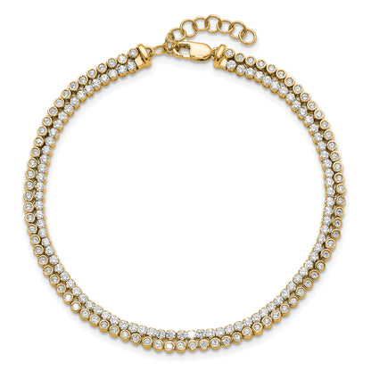 14K Yellow Gold True Origin 2 7/8 Carat Lab Grown Diamond Vs+ F+ Double Row 7 Inch Bracelet With A 1 Extension