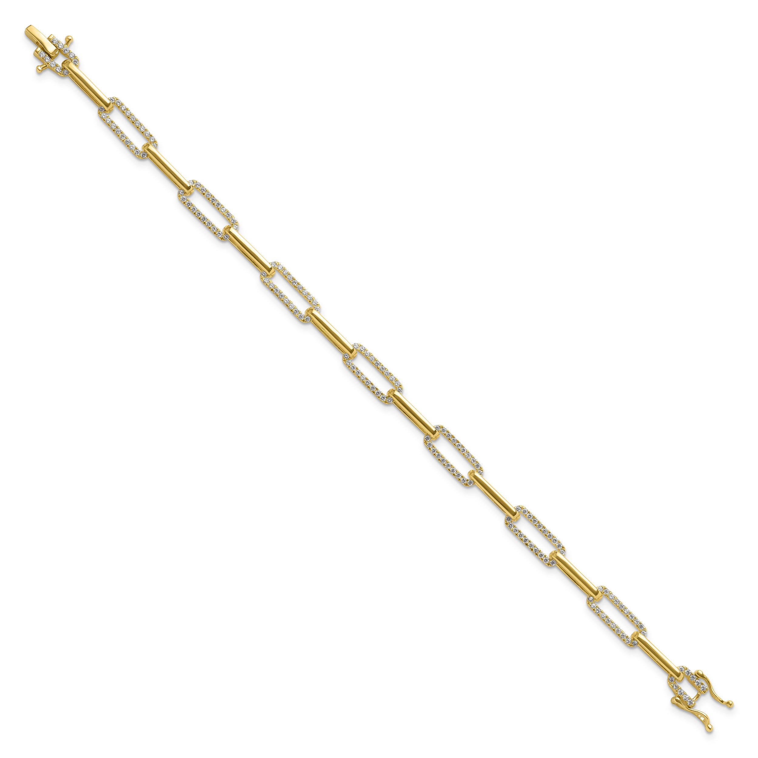 14K Yellow Gold 1 3/8 Carat Lab Grown Diamond Vs/Si+ G+ Fashion Link Bracelet