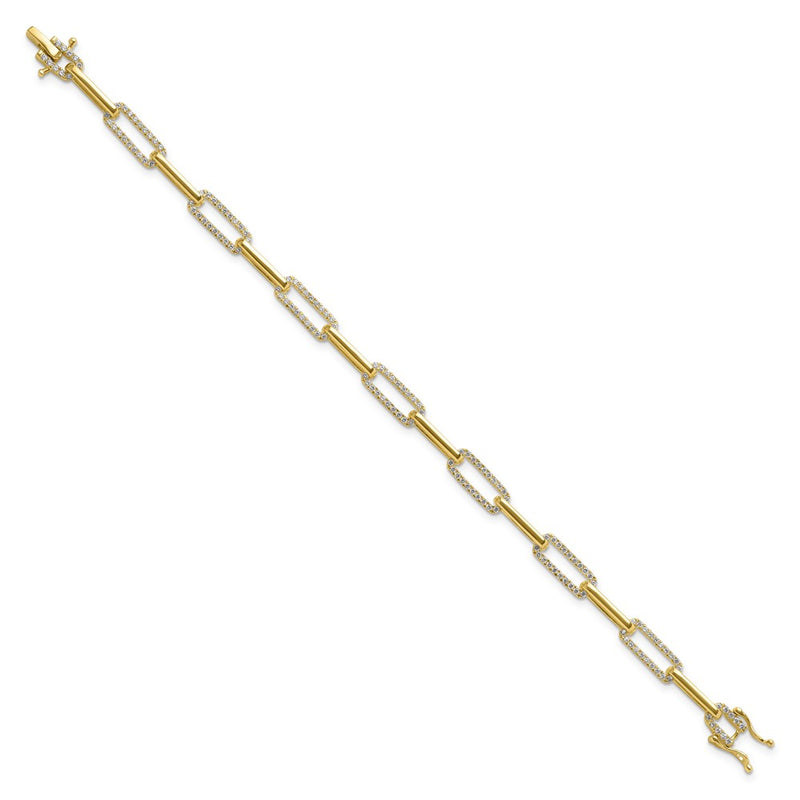 14K Yellow Gold 1 3/8 Carat Lab Grown Diamond Vs/Si+ G+ Fashion Link Bracelet