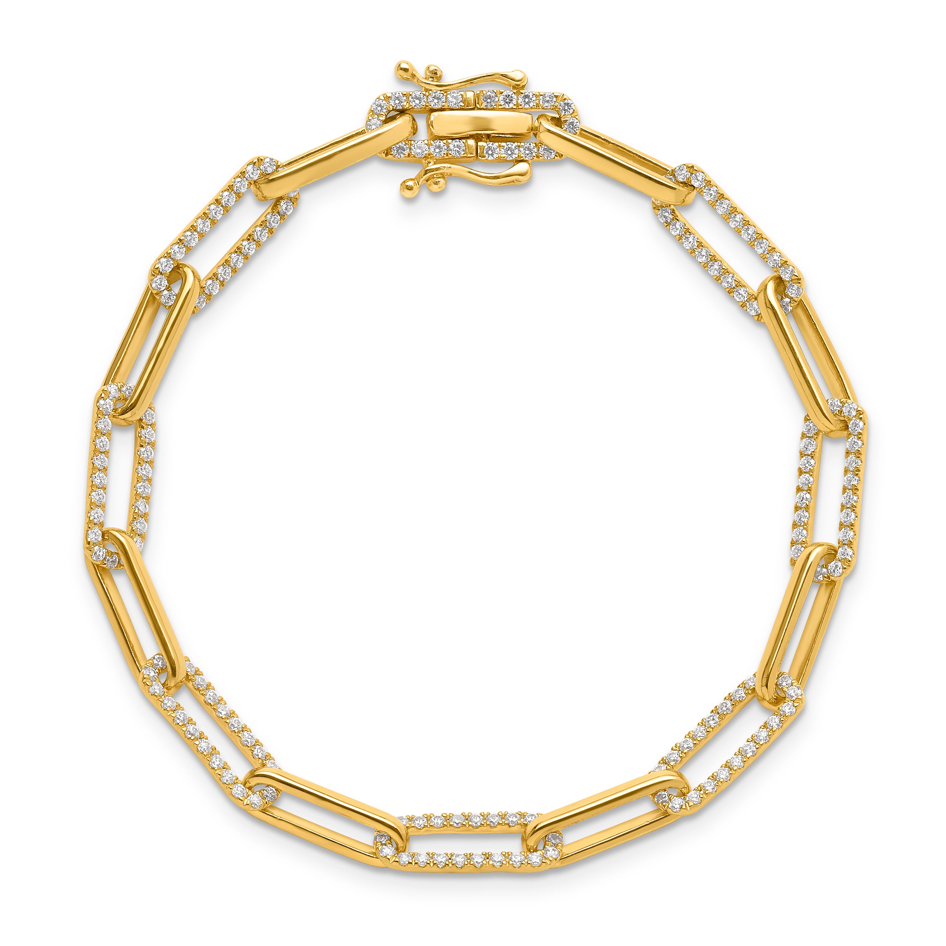 14K Yellow Gold 1 3/8 Carat Lab Grown Diamond Vs/Si+ G+ Fashion Link Bracelet