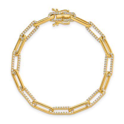14K Yellow Gold 1 3/8 Carat Lab Grown Diamond Vs/Si+ G+ Fashion Link Bracelet