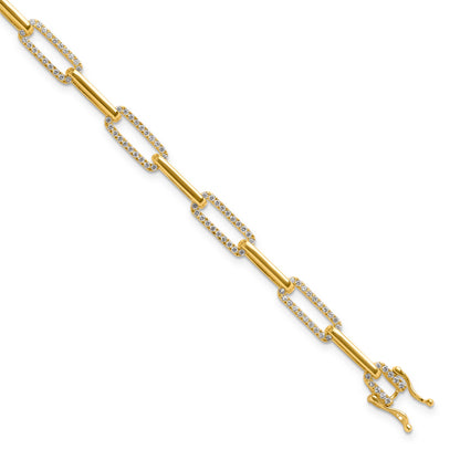 14K Yellow Gold 1 3/8 Carat Lab Grown Diamond Vs/Si+ G+ Fashion Link Bracelet