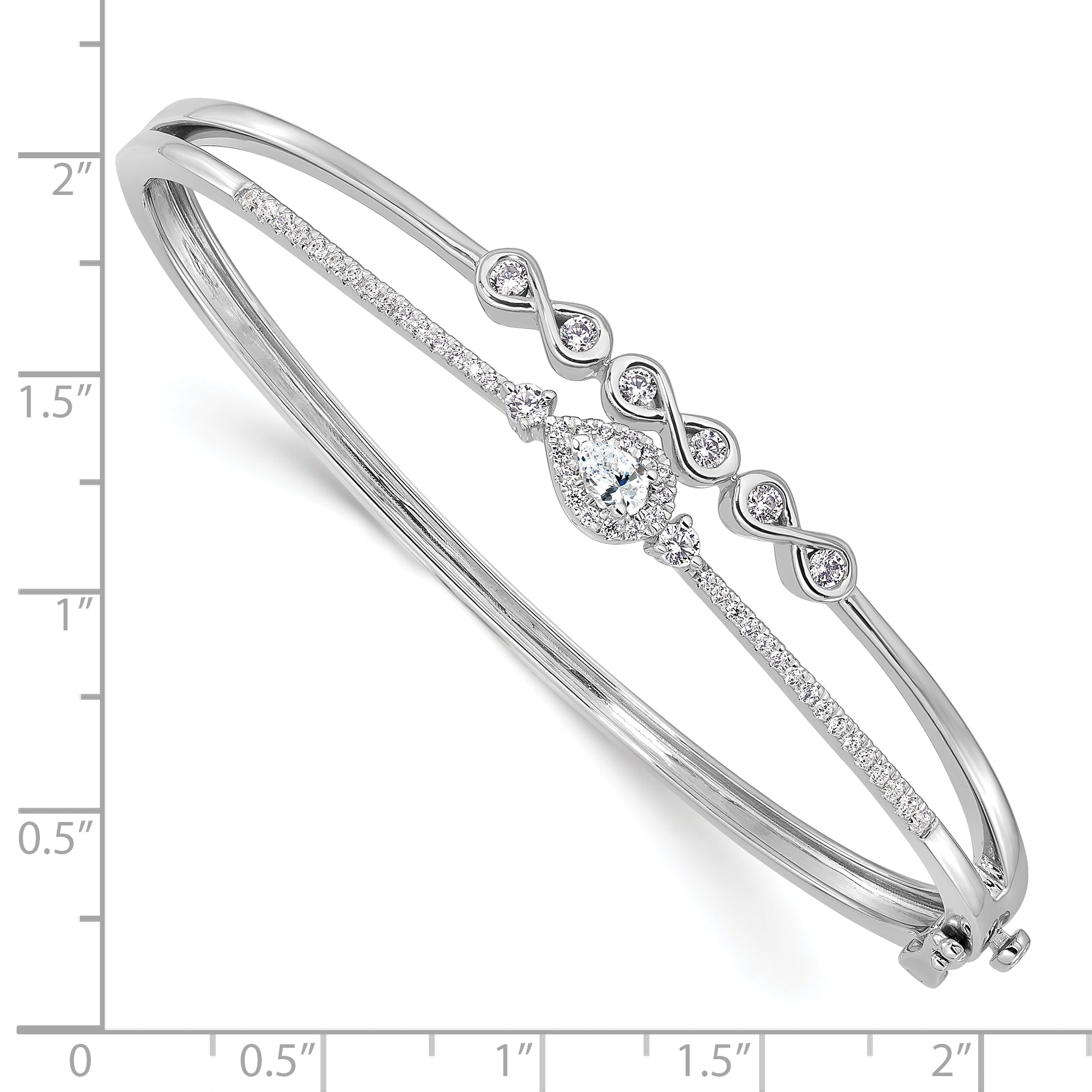 14k White Gold 3/4 Ct. Lab Grown Diamond VS/SI+ G+ Double Strand Infinity and Pear Bangle Bracelet