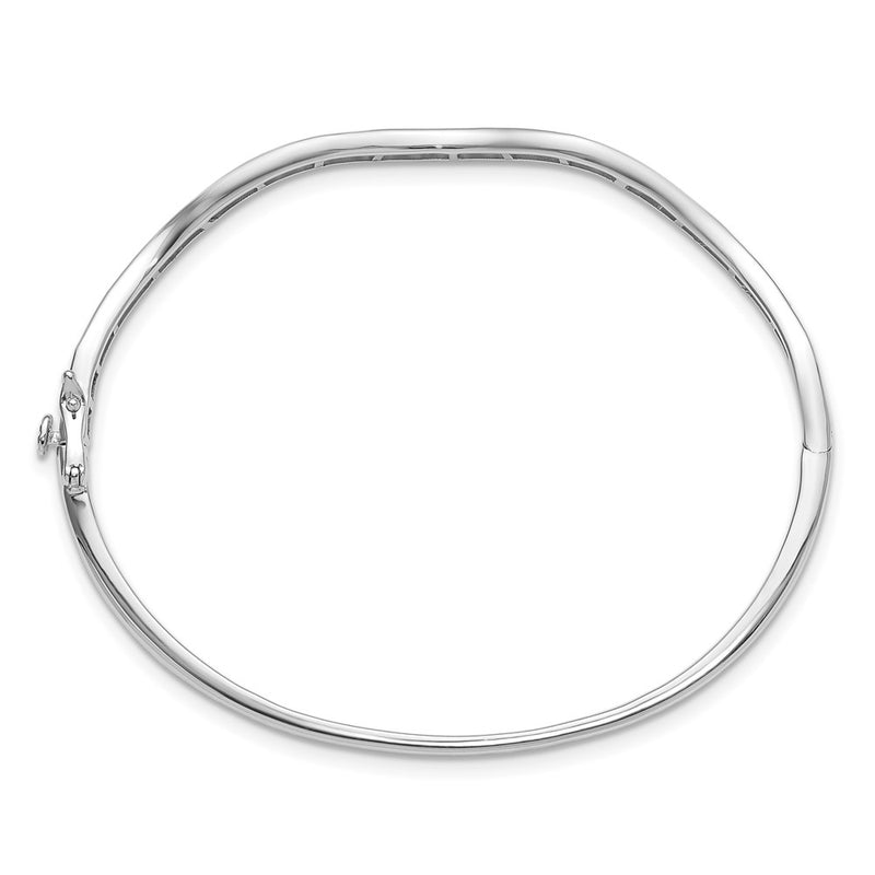 14k White Gold 1 1/4 Ct. Lab Grown Diamond VS/SI+ G+ Wavy Bangle Bracelet