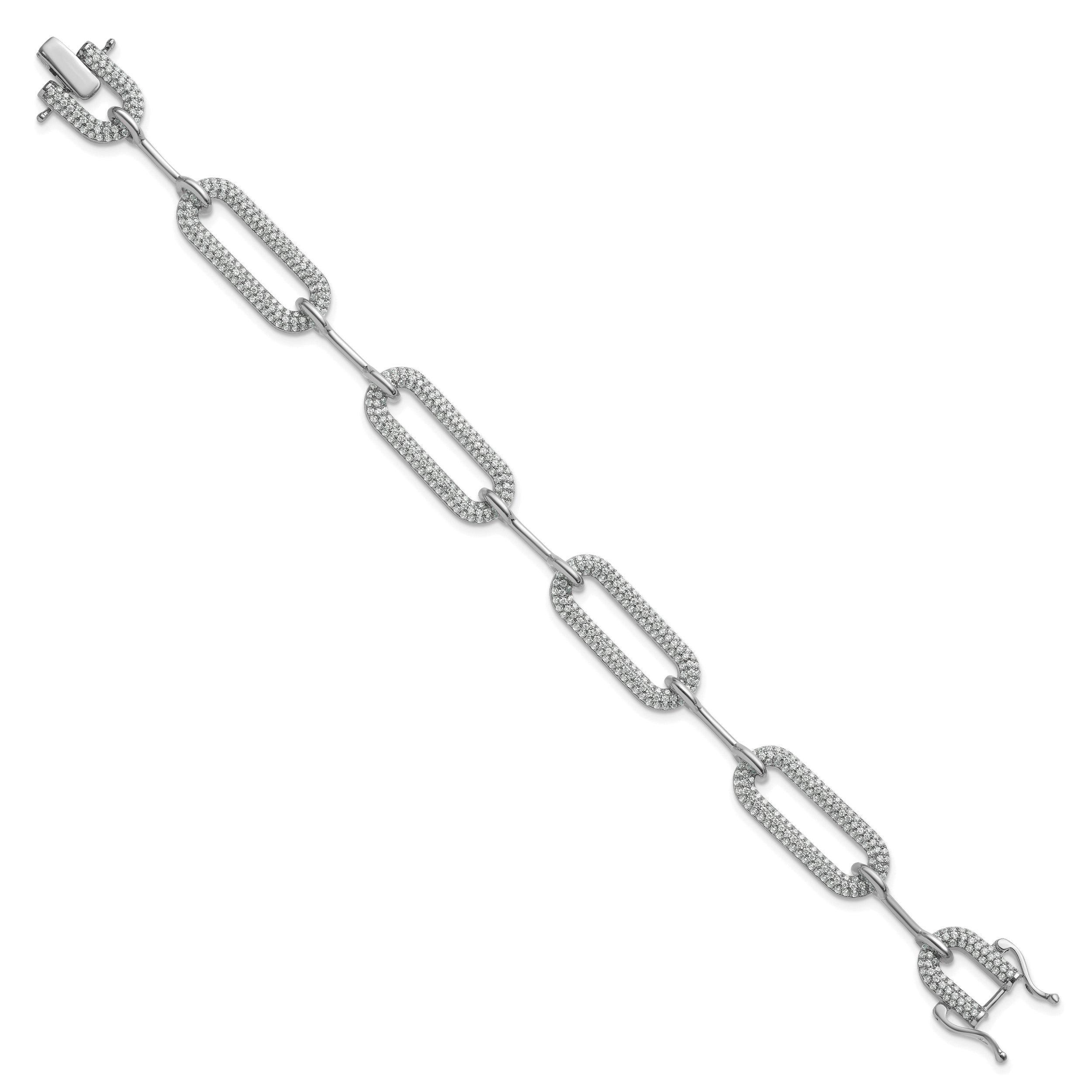 14K White Gold 3 1/4 Carat Lab Grown Diamond Vs/Si+ G+ Fashion Link Bracelet