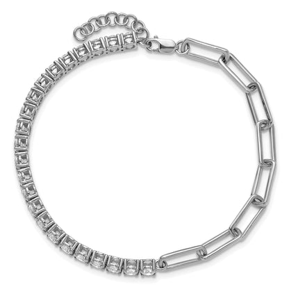 14k White Gold 3 3/4 Ct. Lab Grown Diamond VS/SI+ G+ Half Paperclip 7 inch with an 1 inch exension Bracelet