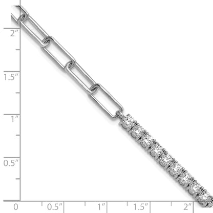 14k White Gold 3 3/4 Ct. Lab Grown Diamond VS/SI+ G+ Half Paperclip 7 inch with an 1 inch exension Bracelet