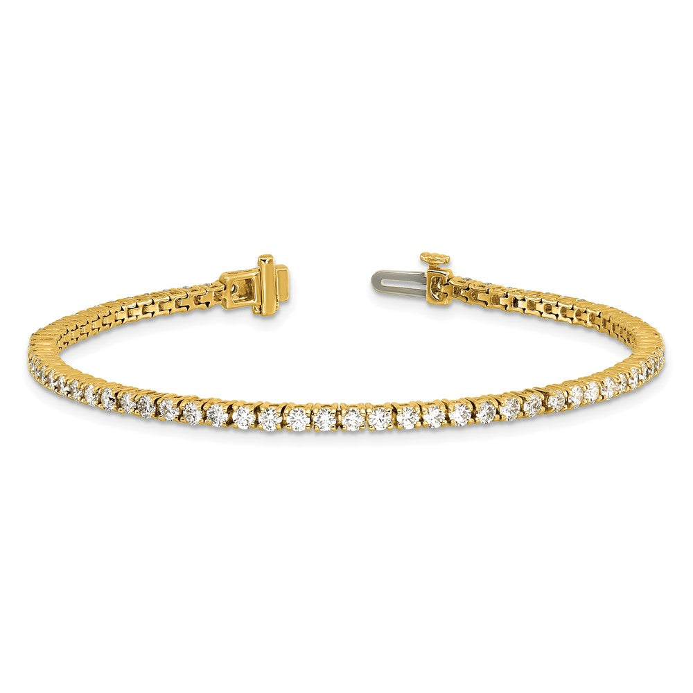 14K Yellow Gold 2 3/4 Carat Lab Grown Diamond Vs+ F+ Complete Tennis Bracelet