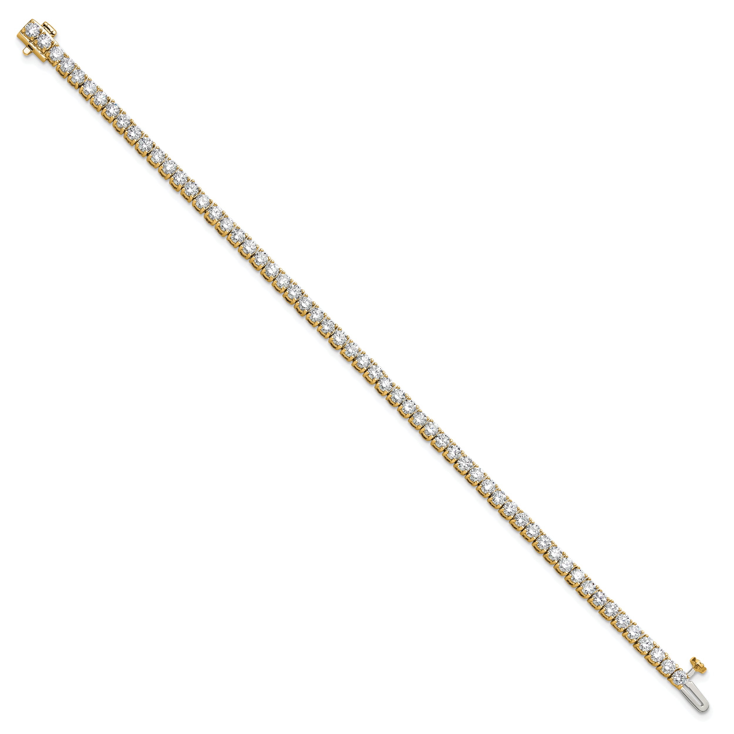 14K Yellow Gold 5 Carat Lab Grown Diamond Vs+ F+ Complete Tennis Bracelet