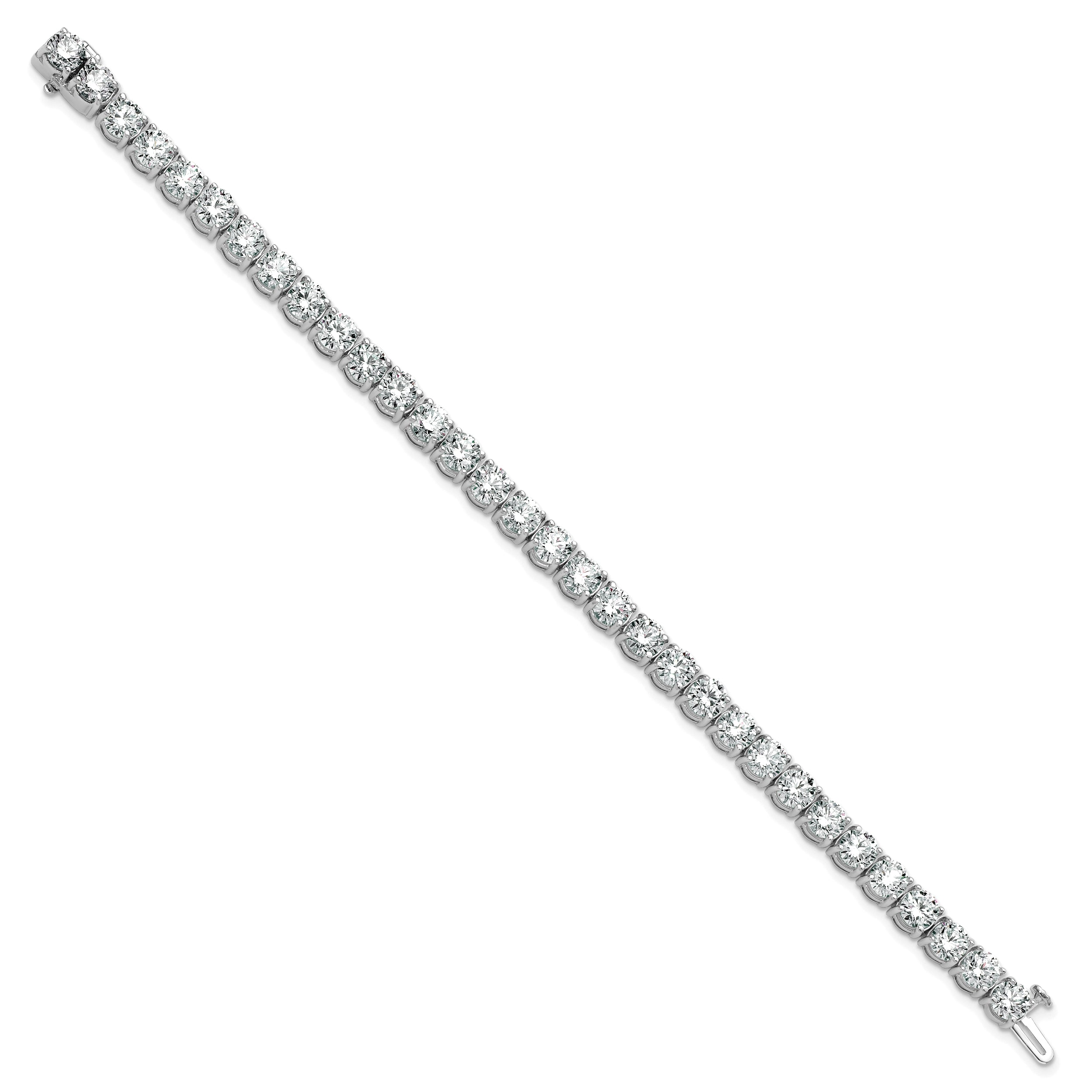 14K White Gold 16 Carat Lab Grown Diamond Vs+ F+ Complete Tennis Bracelet