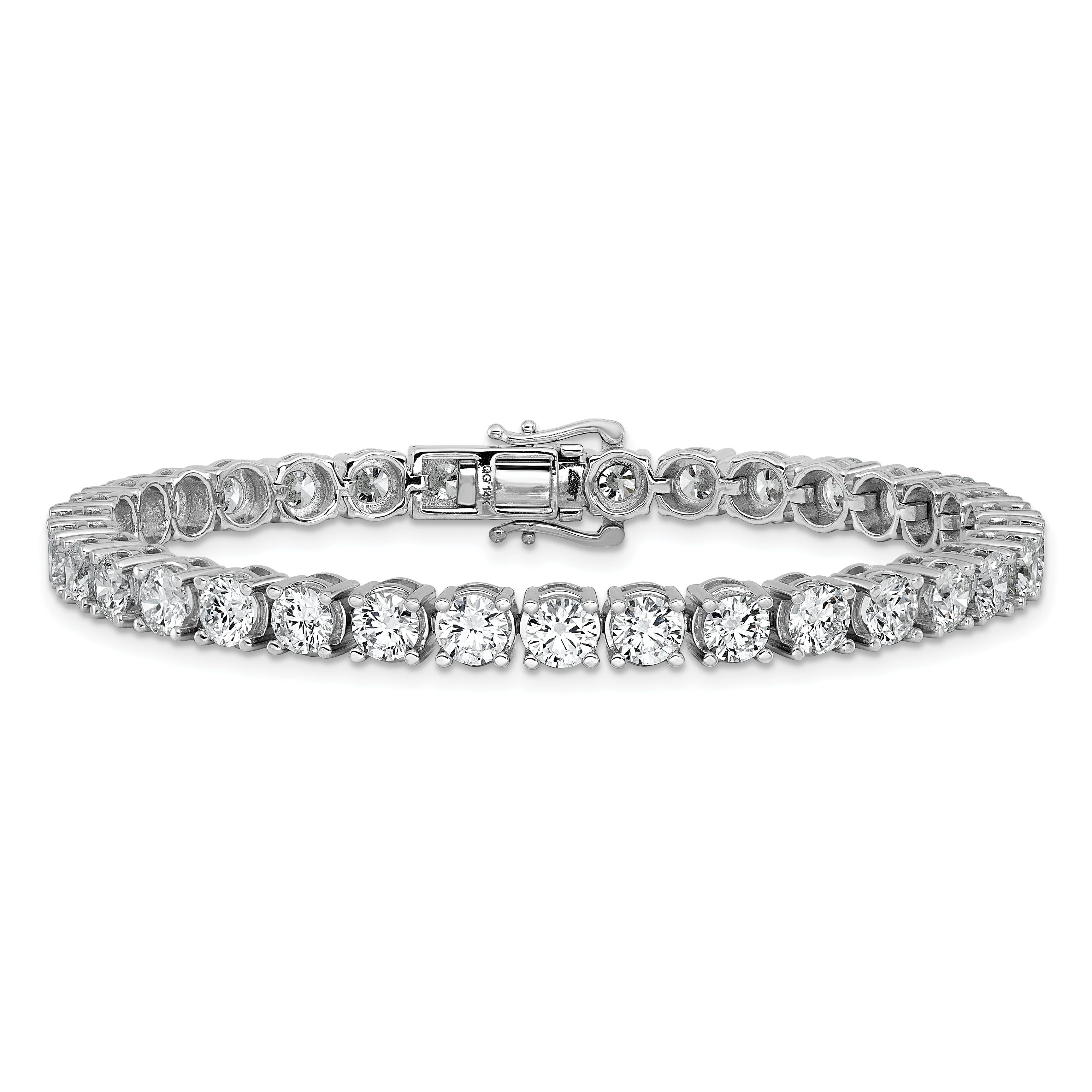 14K White Gold 11 1/8 Carat Lab Grown Diamond Vs+ F+ Complete Tennis Bracelet