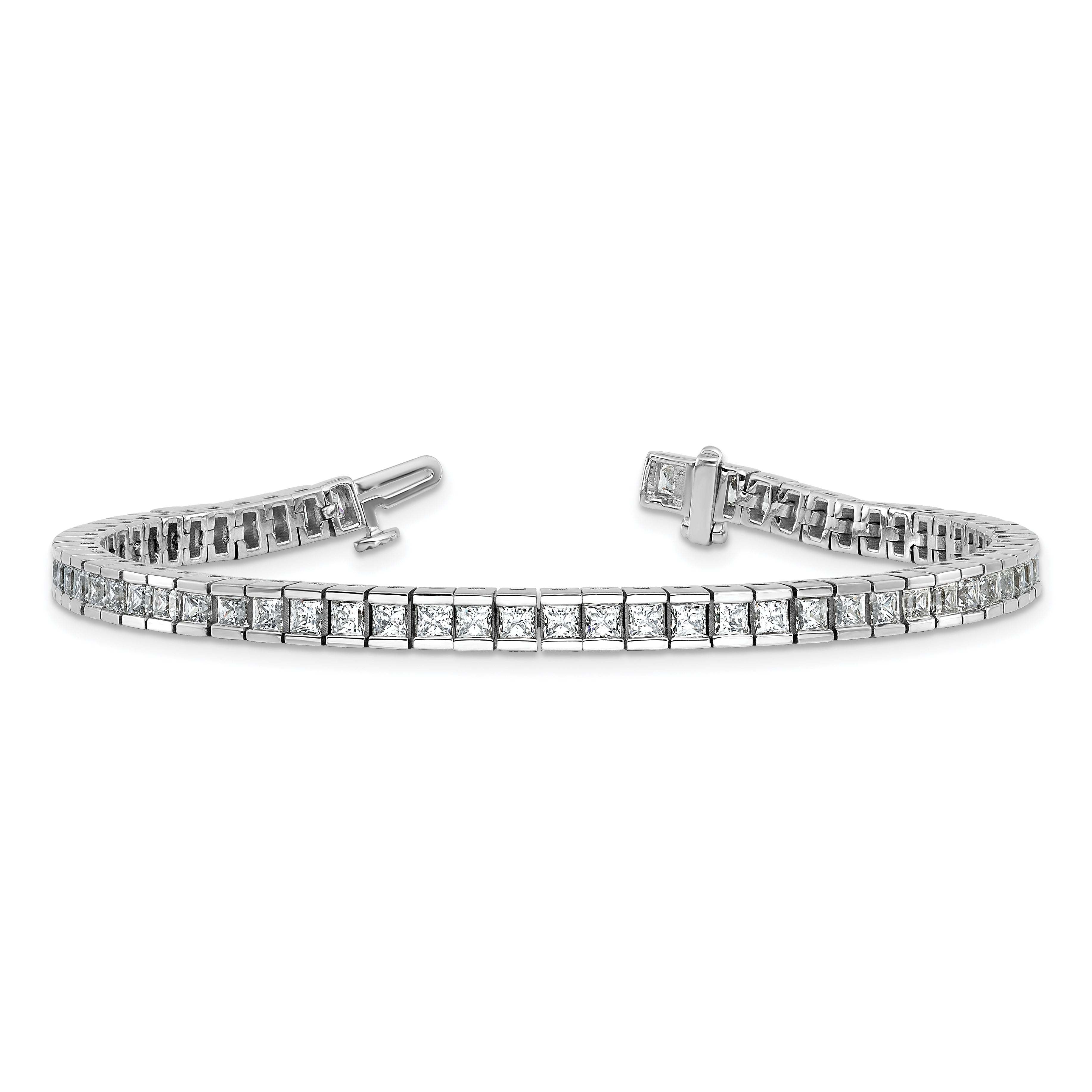 14k White Gold 7 Ct. Lab Grown Diamond VS/SI+ G+ Princess Tennis Bracelet