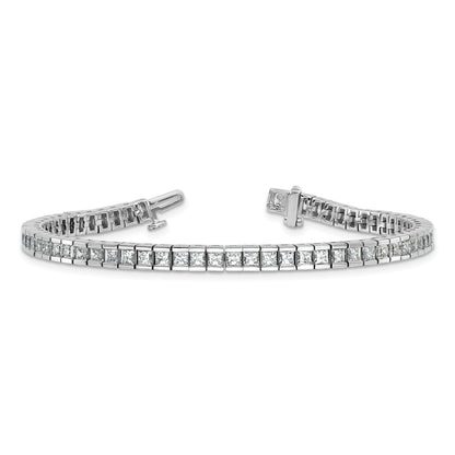 14k White Gold 7 Ct. Lab Grown Diamond VS/SI+ G+ Princess Tennis Bracelet