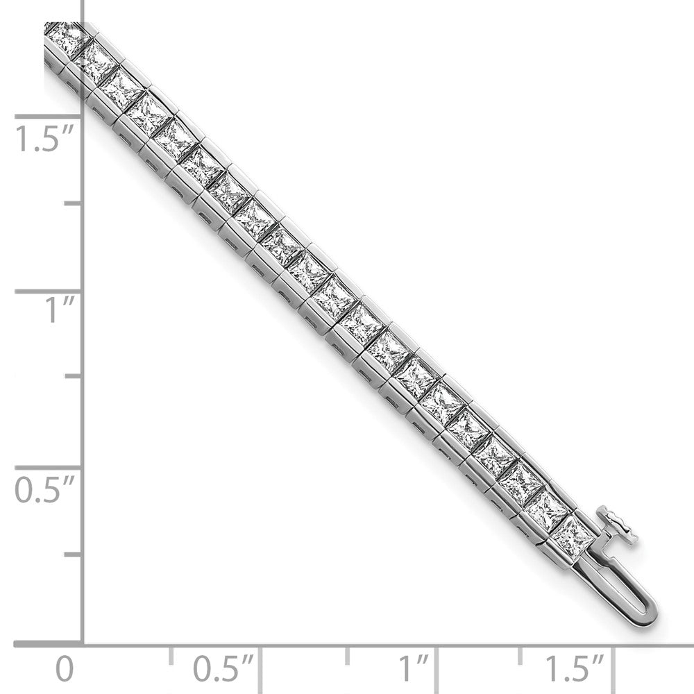 14K White Gold 7 Carat Lab Grown Diamond Vs+ F+ Complete Princess Bezel Set Tennis Bracelet