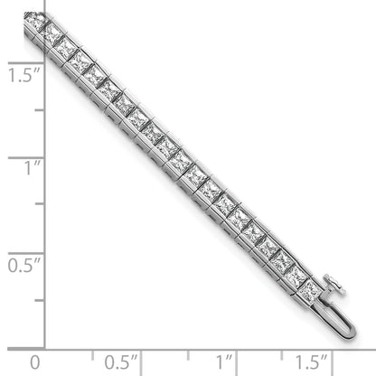 14k White Gold 7 Ct. Lab Grown Diamond VS/SI+ G+ Princess Tennis Bracelet