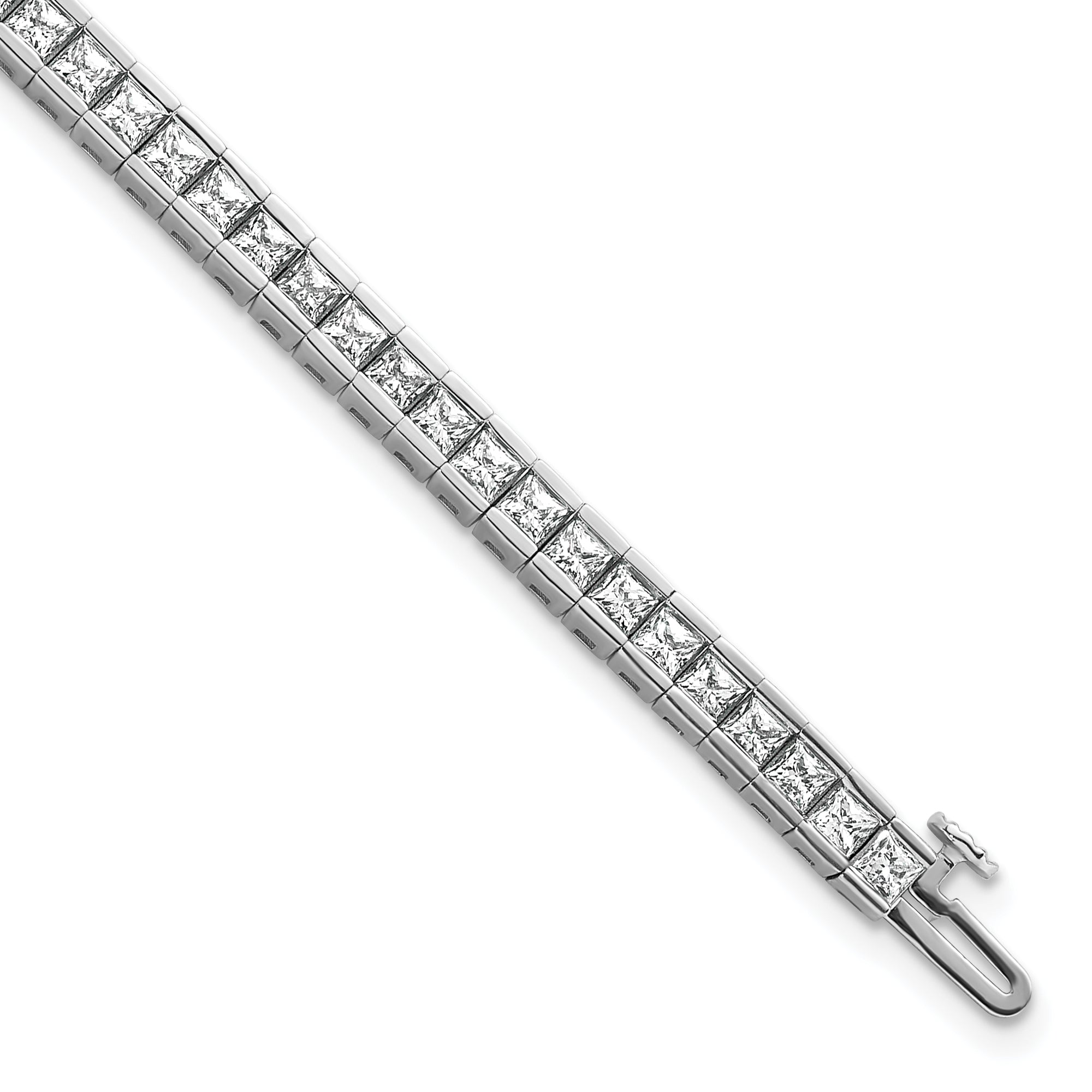 14k White Gold 7 Ct. Lab Grown Diamond VS/SI+ G+ Princess Tennis Bracelet