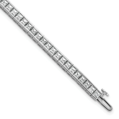14k White Gold 7 Ct. Lab Grown Diamond VS/SI+ G+ Princess Tennis Bracelet