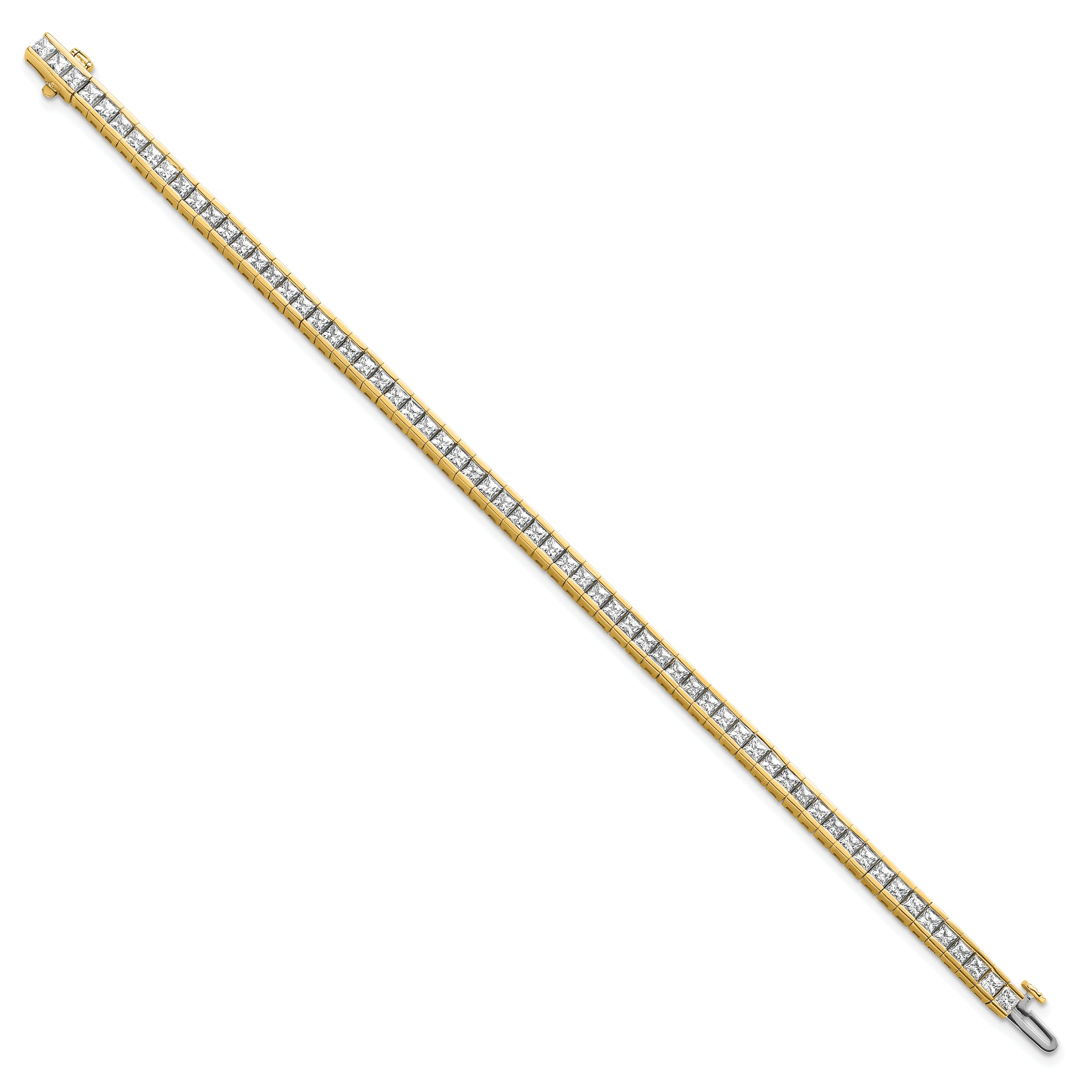 14k Yellow Gold 7 Ct. Lab Grown Diamond VS/SI+ G+ Princess Tennis Bracelet