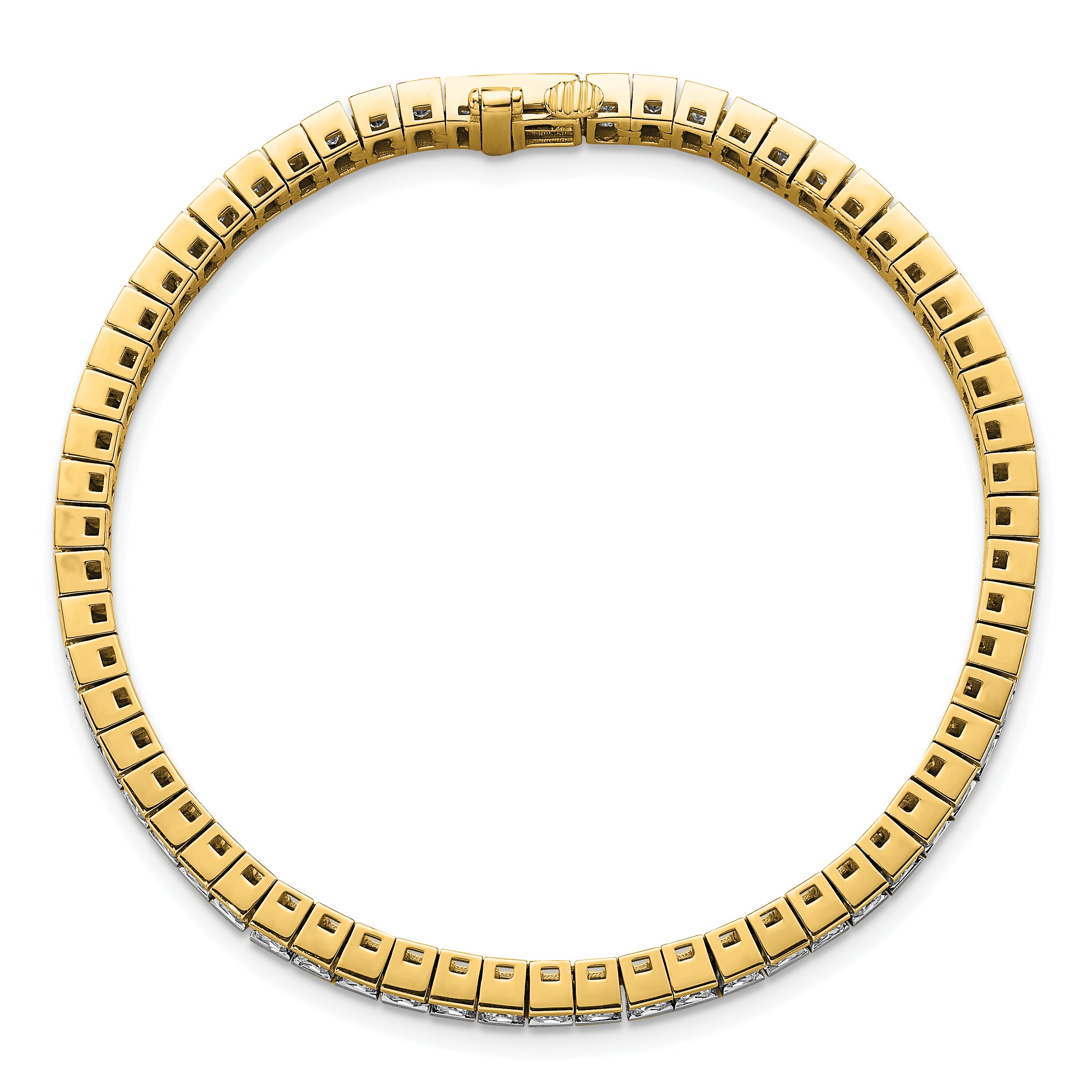 14k Yellow Gold 7 Ct. Lab Grown Diamond VS/SI+ G+ Princess Tennis Bracelet