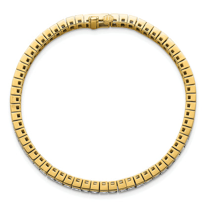 14k Yellow Gold 7 Ct. Lab Grown Diamond VS/SI+ G+ Princess Tennis Bracelet