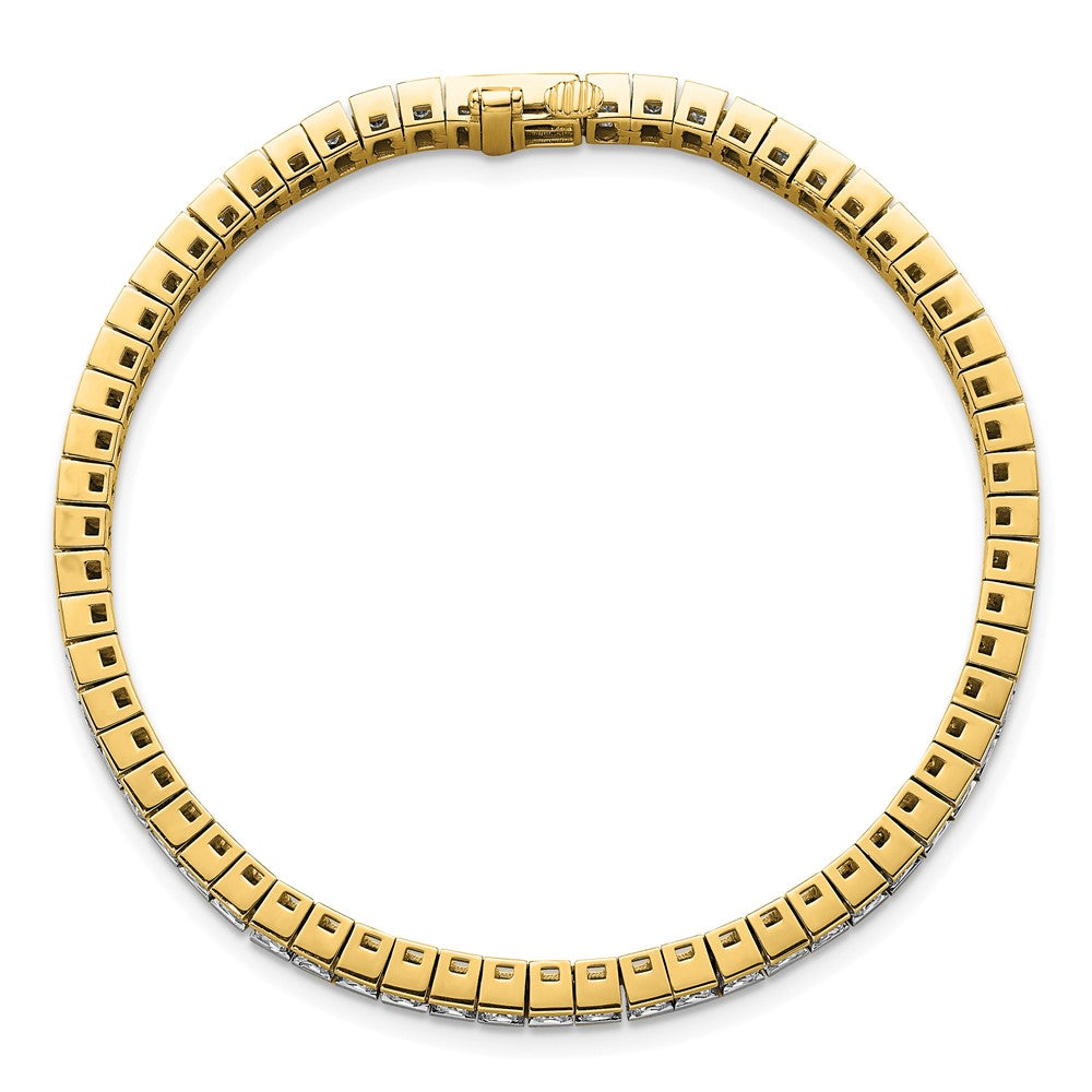 14k Yellow Gold 7 Ct. Lab Grown Diamond VS/SI+ G+ Princess Tennis Bracelet