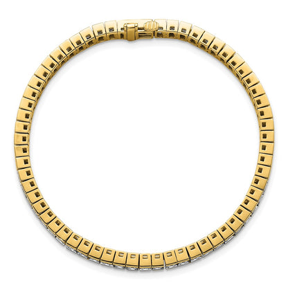 14k Yellow Gold 7 Ct. Lab Grown Diamond VS/SI+ G+ Princess Tennis Bracelet