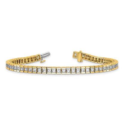 14k Yellow Gold 7 Ct. Lab Grown Diamond VS/SI+ G+ Princess Tennis Bracelet