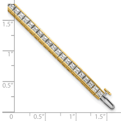 14k Yellow Gold 7 Ct. Lab Grown Diamond VS/SI+ G+ Princess Tennis Bracelet