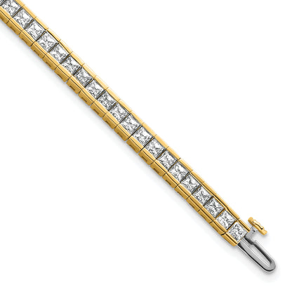 14k Yellow Gold 7 Ct. Lab Grown Diamond VS/SI+ G+ Princess Tennis Bracelet