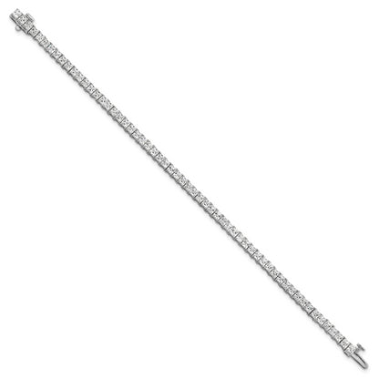 14K White Gold 7 Carat Lab Grown Diamond Vs+ F+ Complete Princess Prong Set Tennis Bracelet