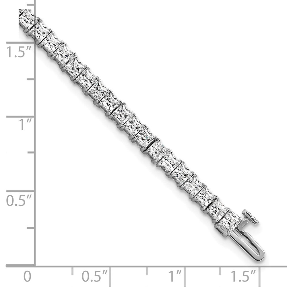 14K White Gold 7 Carat Lab Grown Diamond Vs+ F+ Complete Princess Prong Set Tennis Bracelet