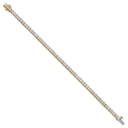 14K Yellow Gold 7 Carat Lab Grown Diamond Vs+ F+ Complete Princess Prong Set Tennis Bracelet